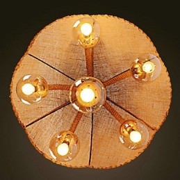 Lampadario a sospensione country vintage in metallo dipinto, 3 luci E12/E14, oro