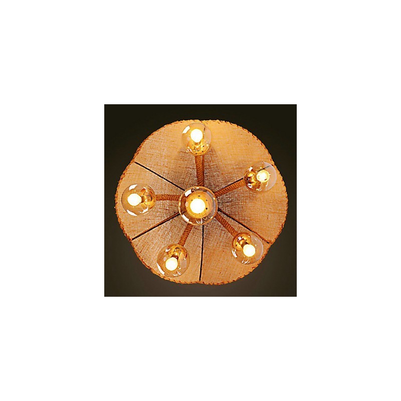 Lampadario a sospensione country vintage in metallo dipinto, 3 luci E12/E14, oro