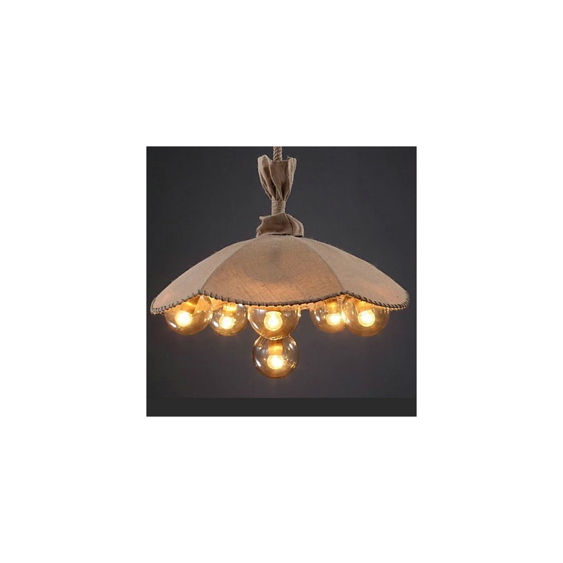 Lampadario a sospensione country vintage in metallo dipinto, 3 luci E12/E14, oro