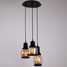 Lampada a sospensione in vetro antico 3 luci minimalista artistica