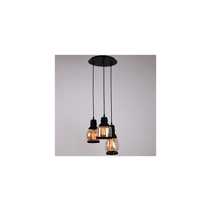 Lampada a sospensione in vetro antico 3 luci minimalista artistica
