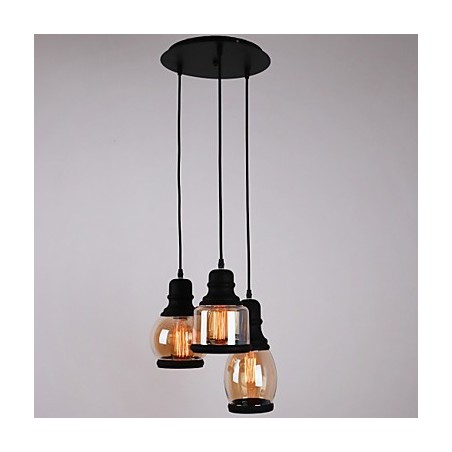 Lampada a sospensione in vetro antico 3 luci minimalista artistica