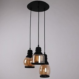 Lampada a sospensione in vetro antico 3 luci minimalista artistica