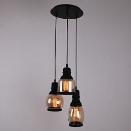 Lampada a sospensione in vetro antico 3 luci minimalista artistica
