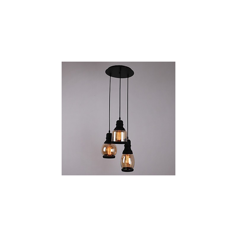 Lampada a sospensione in vetro antico 3 luci minimalista artistica
