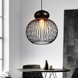 Lampada a sospensione retrò in metallo nero