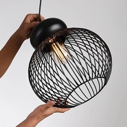Lampada a sospensione retrò in metallo nero
