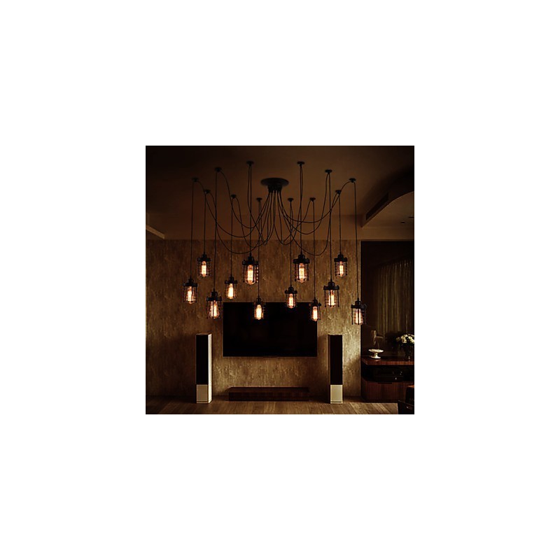 Lampadario a fiore con 12 luci stile country americano retrò