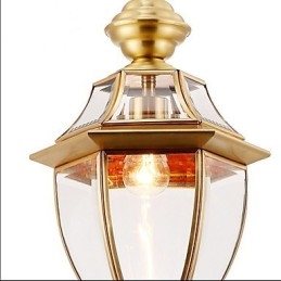 Lampada a sospensione mini stile country americano in rame e vetro trasparente C