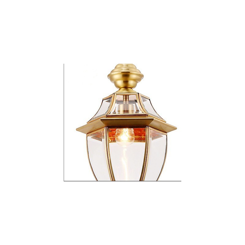 Lampada a sospensione mini stile country americano in rame e vetro trasparente C