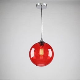 Lampada a sospensione moderna in vetro rosso con bolle rotonde