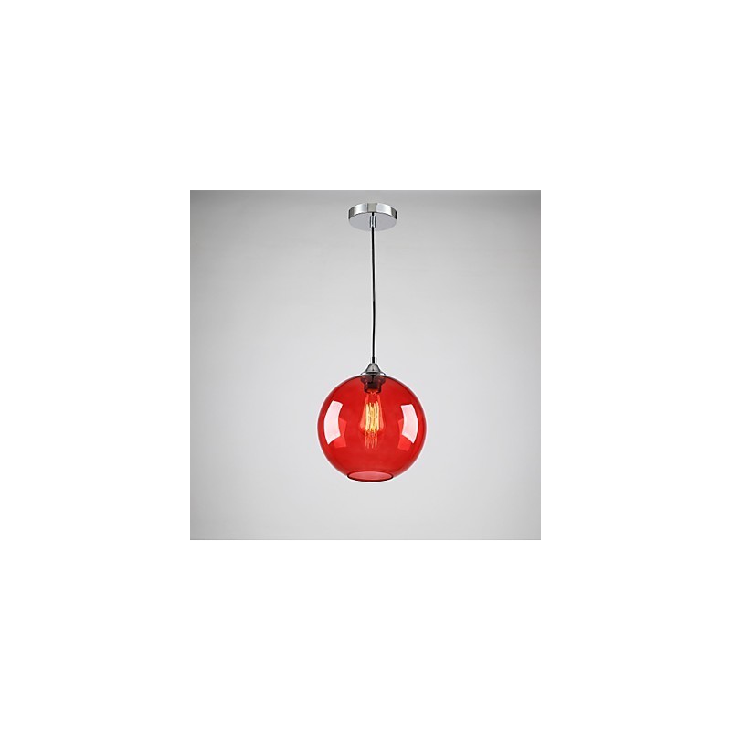 Lampada a sospensione moderna in vetro rosso con bolle rotonde