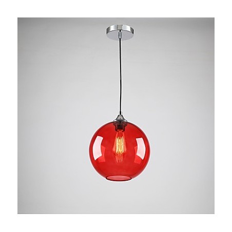 Lampada a sospensione moderna in vetro rosso con bolle rotonde