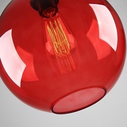 Lampada a sospensione moderna in vetro rosso con bolle rotonde