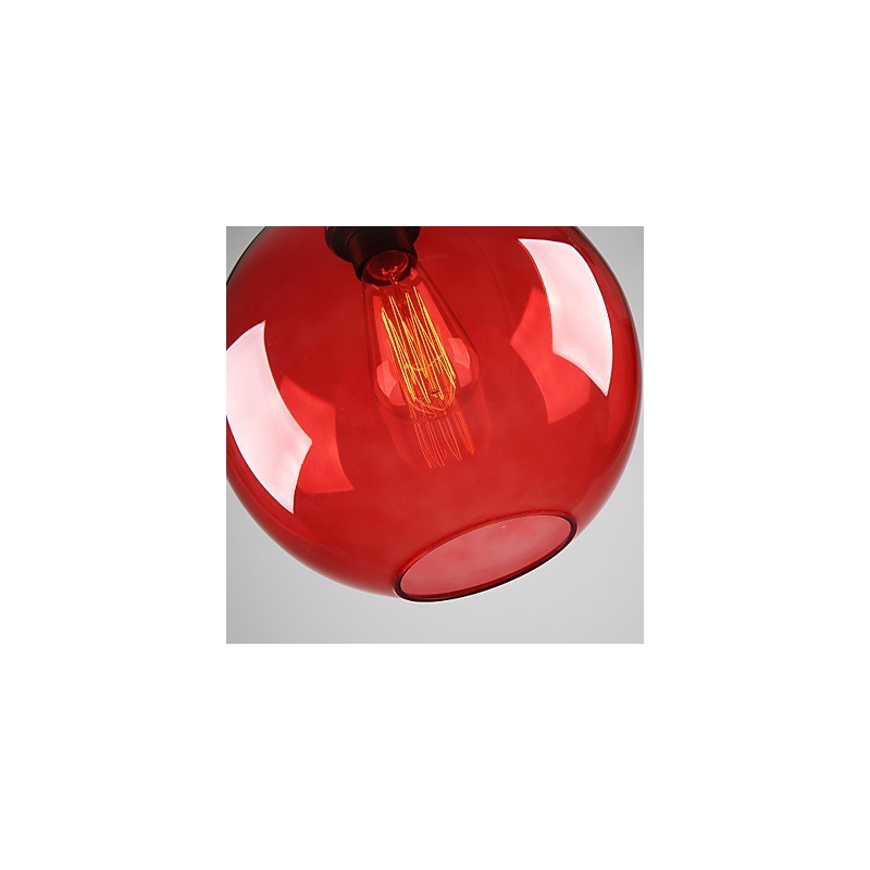 Lampada a sospensione moderna in vetro rosso con bolle rotonde