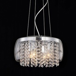 Lampada a sospensione in cristallo mini tamburo moderna argento e nero