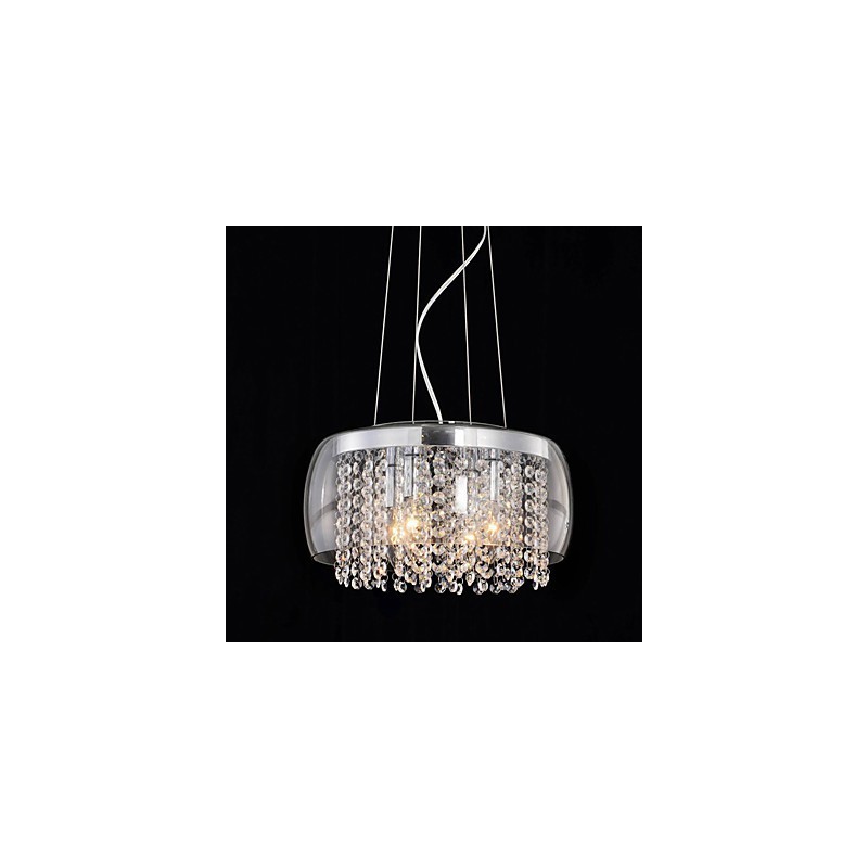 Lampada a sospensione in cristallo mini tamburo moderna argento e nero