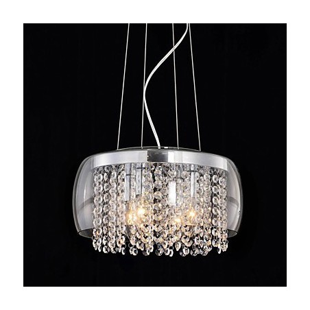 Lampada a sospensione in cristallo mini tamburo moderna argento e nero