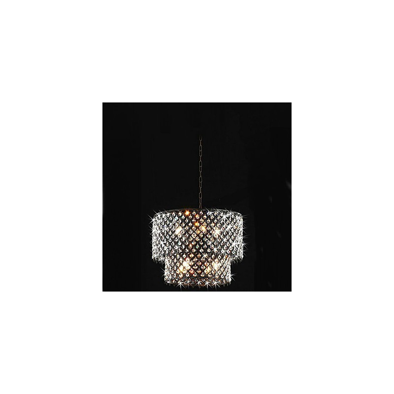 Lampada a sospensione moderna in cristallo stile tamburo nera 42 cm
