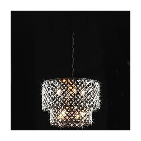 Lampada a sospensione moderna in cristallo stile tamburo nera 42 cm