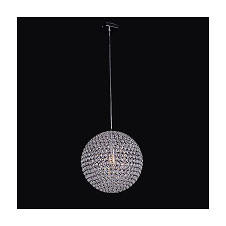 Lampadario a sospensione in cristallo K9 con struttura sferica in metallo cromato