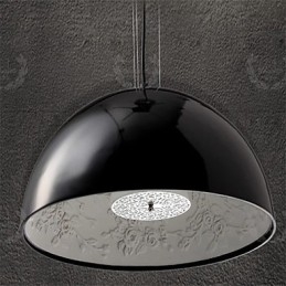 Lampada a sospensione moderna in resina dipinta con paralume in vetro bianco