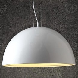 Lampada a sospensione moderna in resina dipinta con paralume in vetro bianco