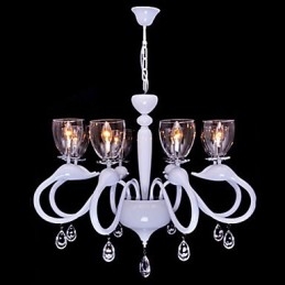 Lampadario classico europeo in cristallo a goccia a forma di cigno, bianco, 3 luci