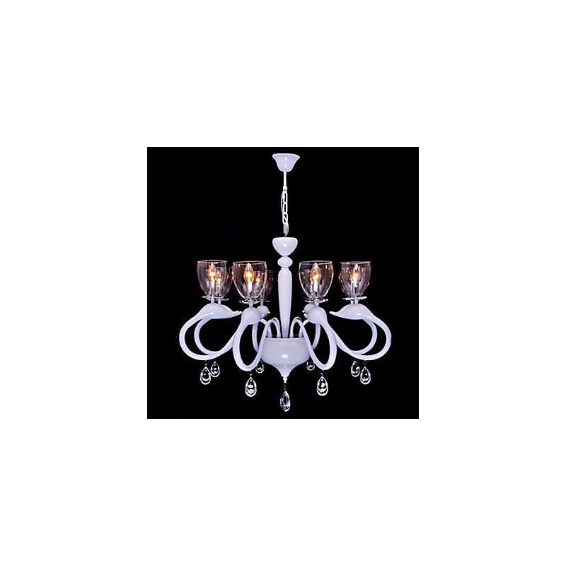 Lampadario classico europeo in cristallo a goccia a forma di cigno, bianco, 3 luci