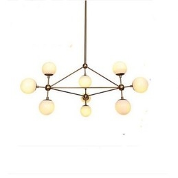 Lampadario Golden Beans 10 luci con paralumi in vetro
