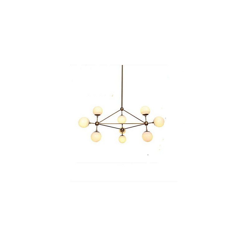 Lampadario Golden Beans 10 luci con paralumi in vetro