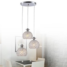 Lampada a sospensione in cristallo moderna e contemporanea a 3 teste