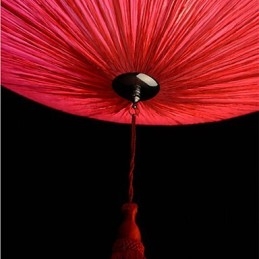 Lampada a sospensione in tessuto moderna con loto e lanterne rosse, 40 cm