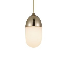 Lampada a sospensione Mini Acorn 1 luce finitura effetto legno cromo dorato acciaio al carbonio e vetro