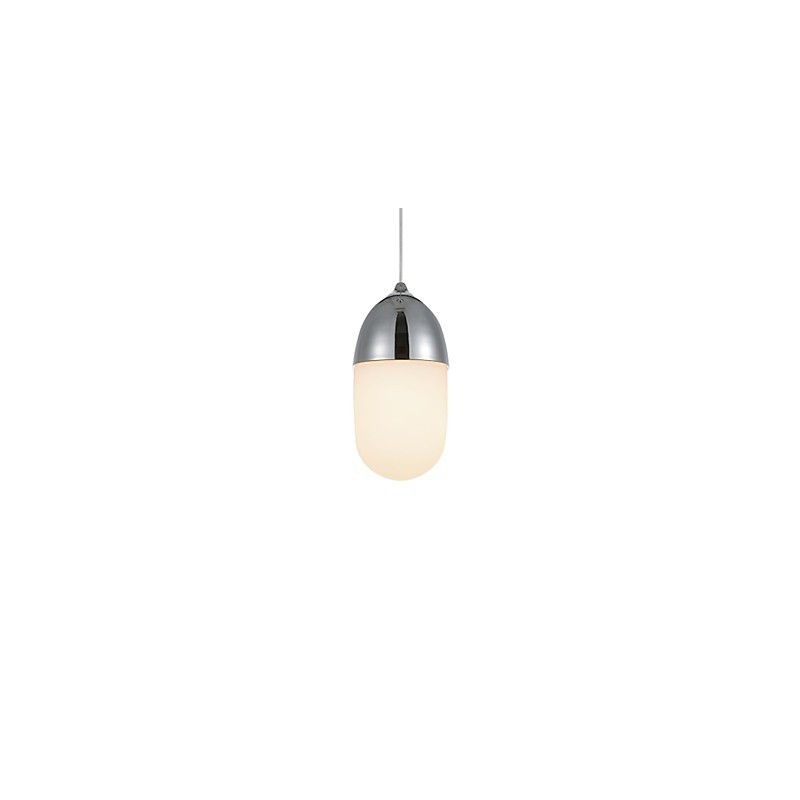 Lampada a sospensione Mini Acorn 1 luce finitura effetto legno cromo dorato acciaio al carbonio e vetro