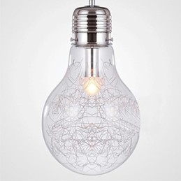 Lampada a sospensione classica rustica vintage in vetro trasparente