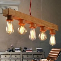 Lampada a sospensione mini in legno/bambù giallo, stile moderno e classico