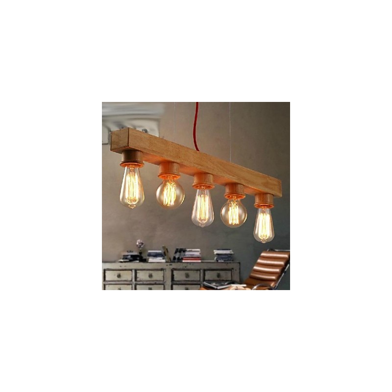 Lampada a sospensione mini in legno/bambù giallo, stile moderno e classico