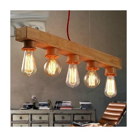 Lampada a sospensione mini in legno/bambù giallo, stile moderno e classico