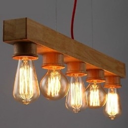 Lampada a sospensione mini in legno/bambù giallo, stile moderno e classico