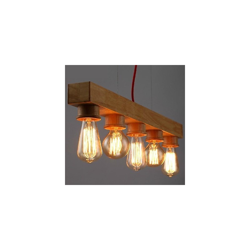 Lampada a sospensione mini in legno/bambù giallo, stile moderno e classico