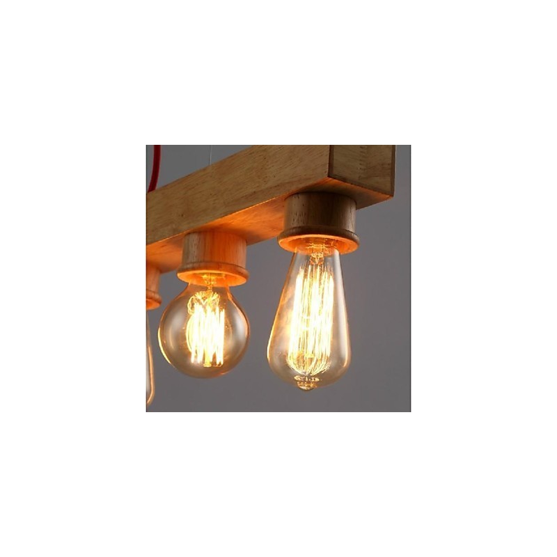 Lampada a sospensione mini in legno/bambù giallo, stile moderno e classico