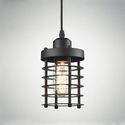 Lampada a sospensione retrò vintage in ferro nero industriale