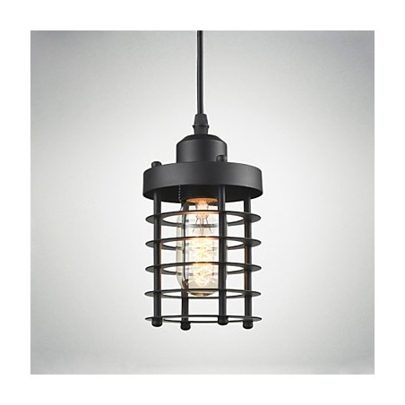 Lampada a sospensione retrò vintage in ferro nero industriale