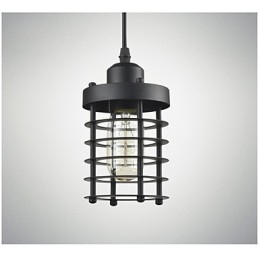 Lampada a sospensione retrò vintage in ferro nero industriale