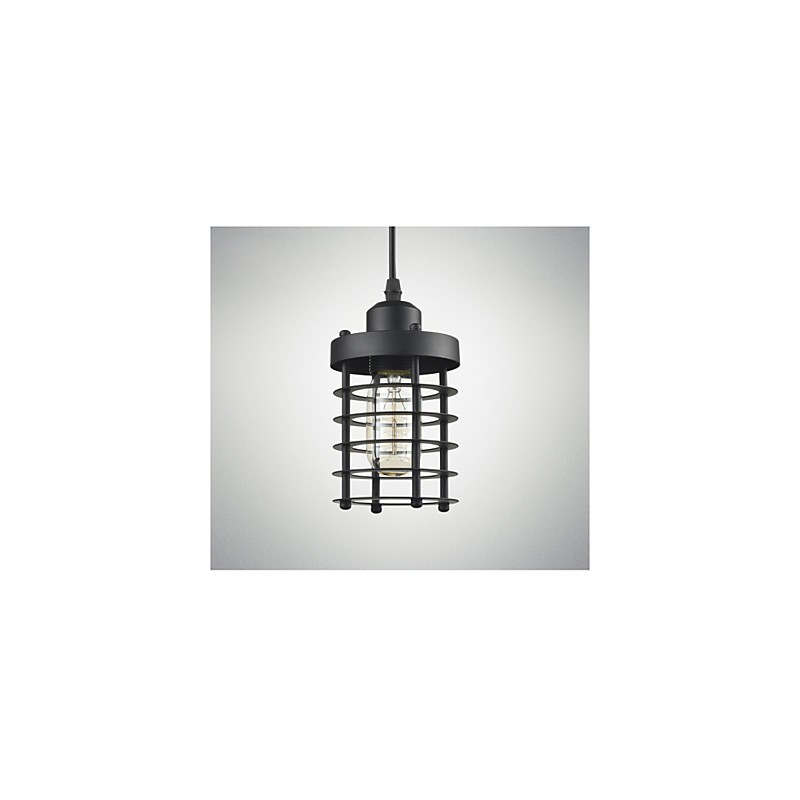 Lampada a sospensione retrò vintage in ferro nero industriale