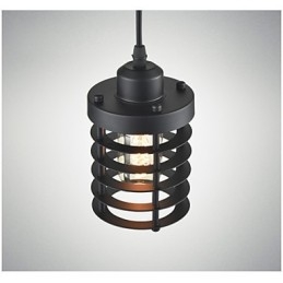 Lampada a sospensione retrò vintage in ferro nero industriale
