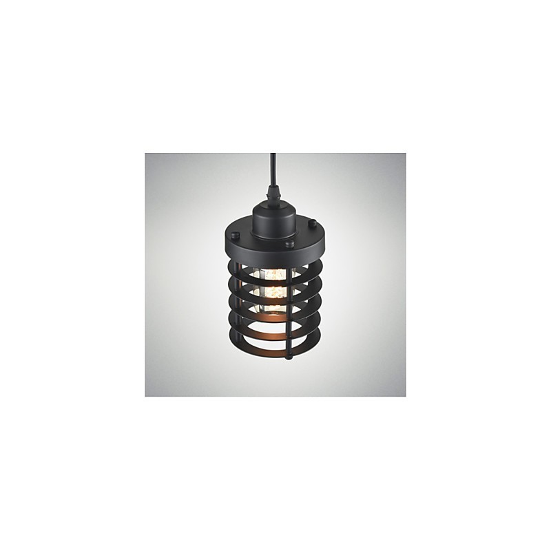 Lampada a sospensione retrò vintage in ferro nero industriale