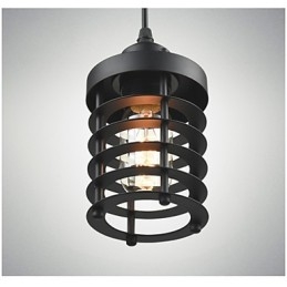 Lampada a sospensione retrò vintage in ferro nero industriale