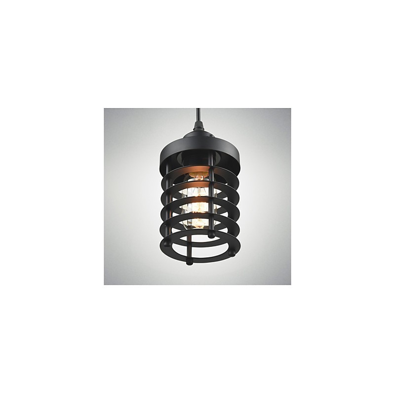 Lampada a sospensione retrò vintage in ferro nero industriale